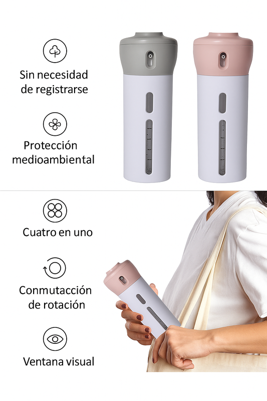 Dispensador Viajero 4 En 1 Jabón Liquido